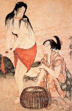 日本 Painting - 海女少女 喜多川歌麿 日本人